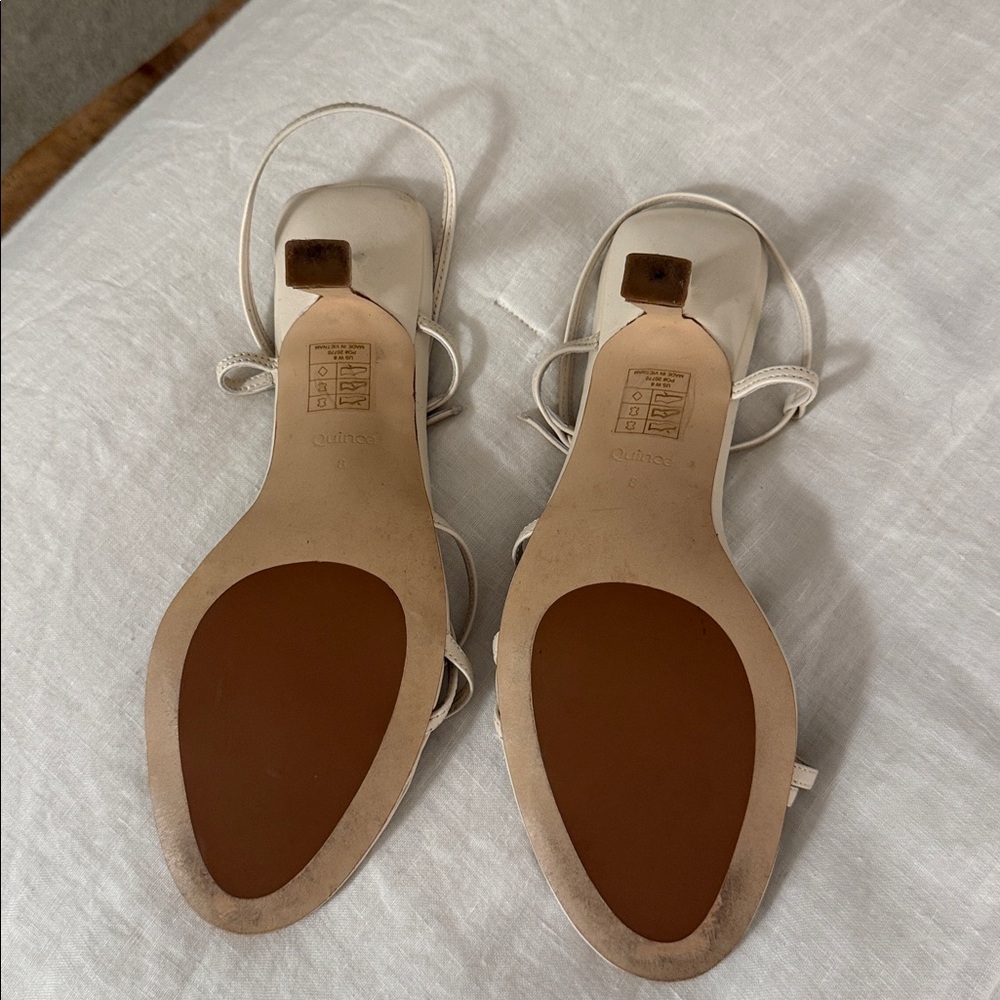 Quince Italian Leather 70mm Strappy Heel in Bone - Picture 6 of 7
